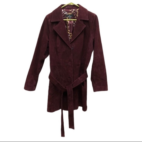 Dennis Basso Suede Leather Trench coat - Picture 2 of 7